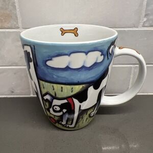Menagerie Libby Sheppard Mug Living Art Funny Whimsical Dog & Ball Novelty Cup